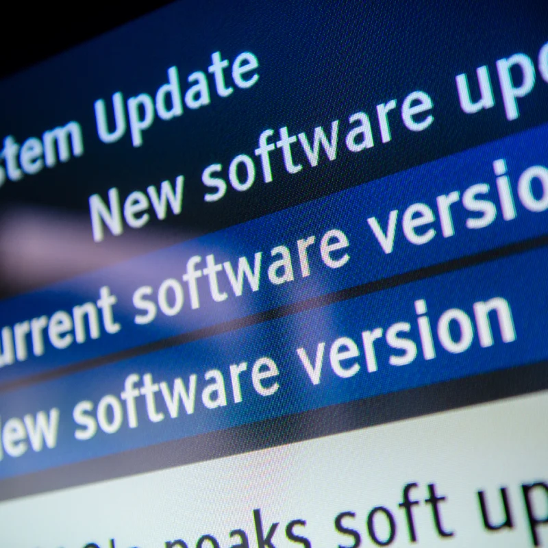 Close-up of software update notification screen